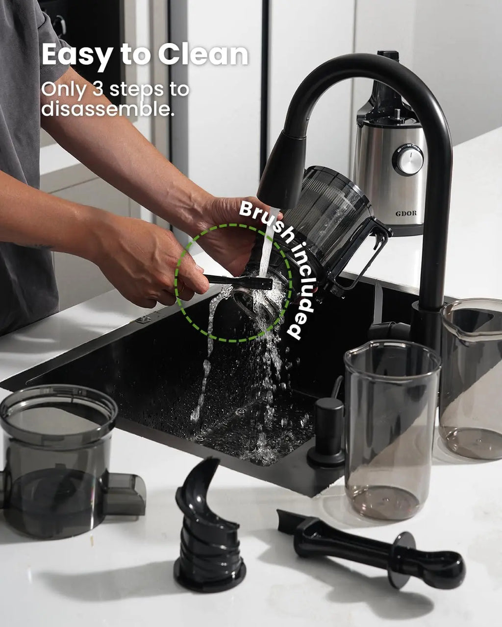 Cold Press Juicer with 3.5 Inch Wide Feed Chute | 150NM Powerful Slow Masticating Juicer for Whole Fruits and Vegetables